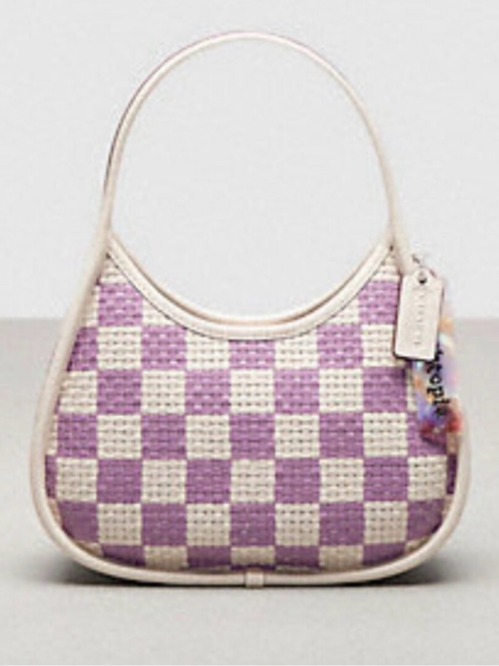 NWT Coachtopia Wavy Dinky Bag in Checkerboard Woven Leather | Orchid Multi 💜